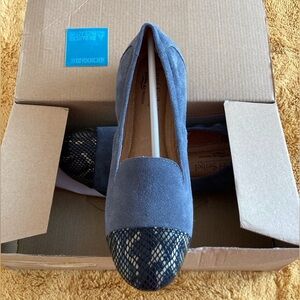 Josef Seibel Gray Suede Flats – Snakeskin Toe - comfort - work - office